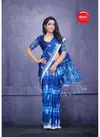 Navy Blue Apple Indigo Pure Linen Casual Wear Saree 103